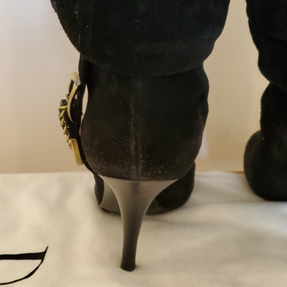 Dior Black Suede Boots Knee High 4in Stilletto 39 - Picture 8 of 16